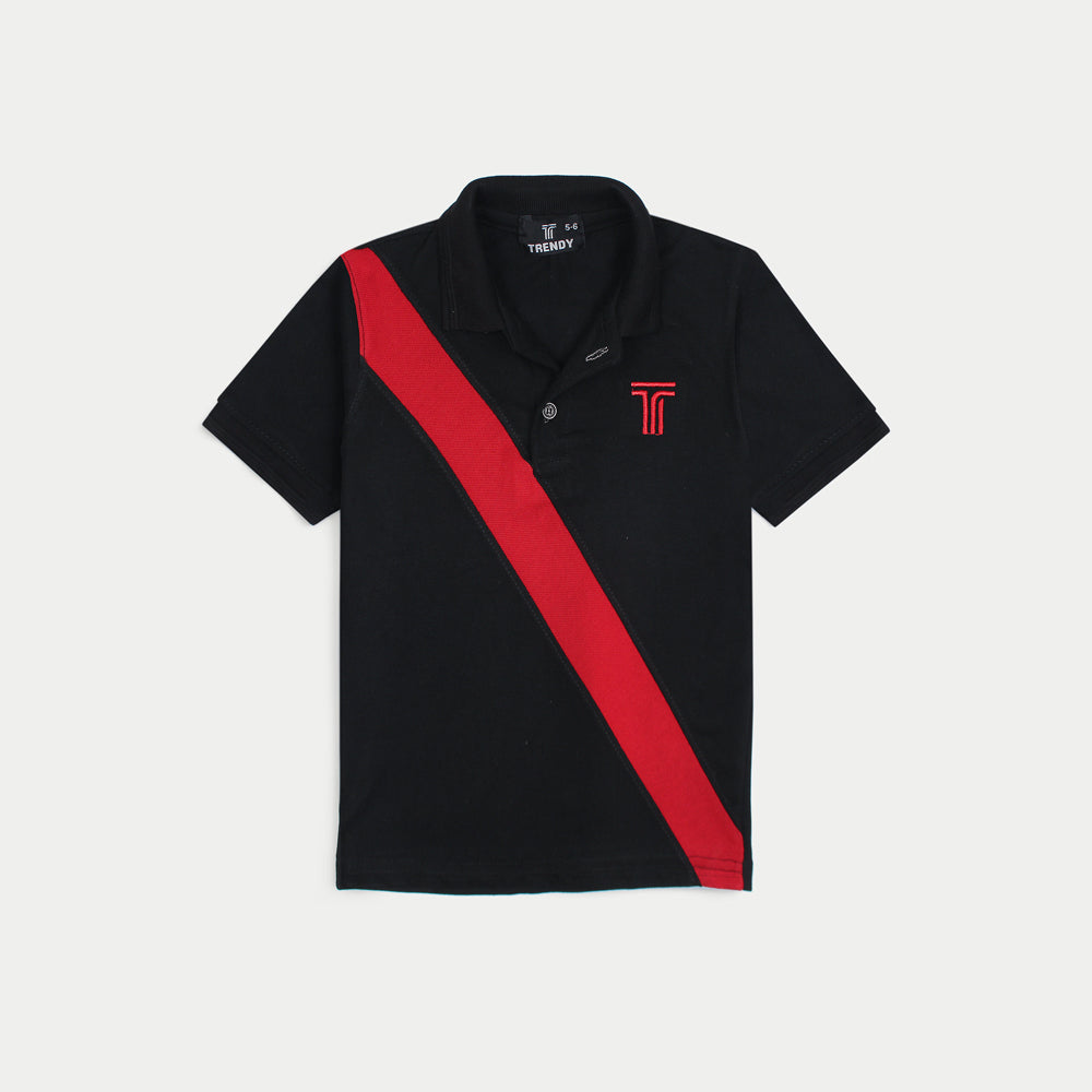 Charcl Black Polo with Red Detail