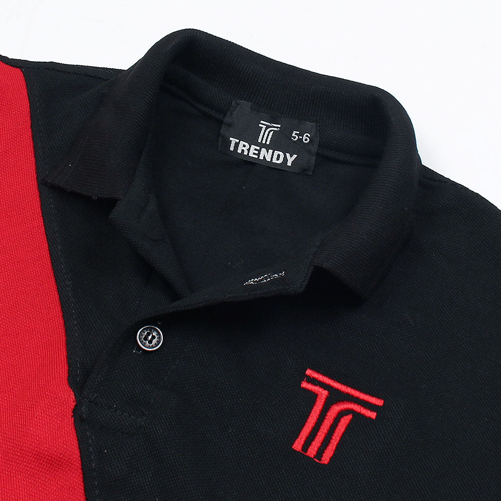 Charcl Black Polo with Red Detail