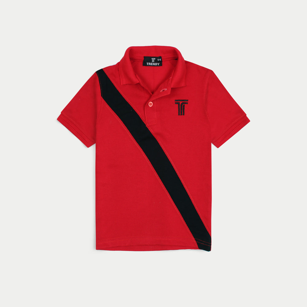 Bright Red Polo with Subtle Red Stripe
