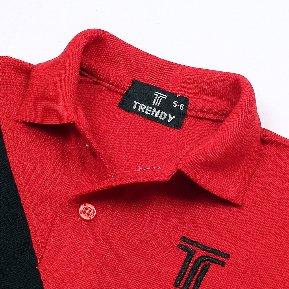 Bright Red Polo with Subtle Red Stripe