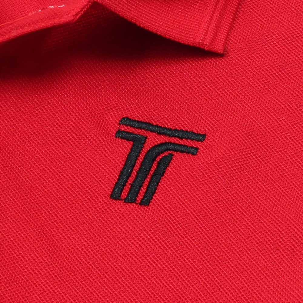 Bright Red Polo with Subtle Red Stripe
