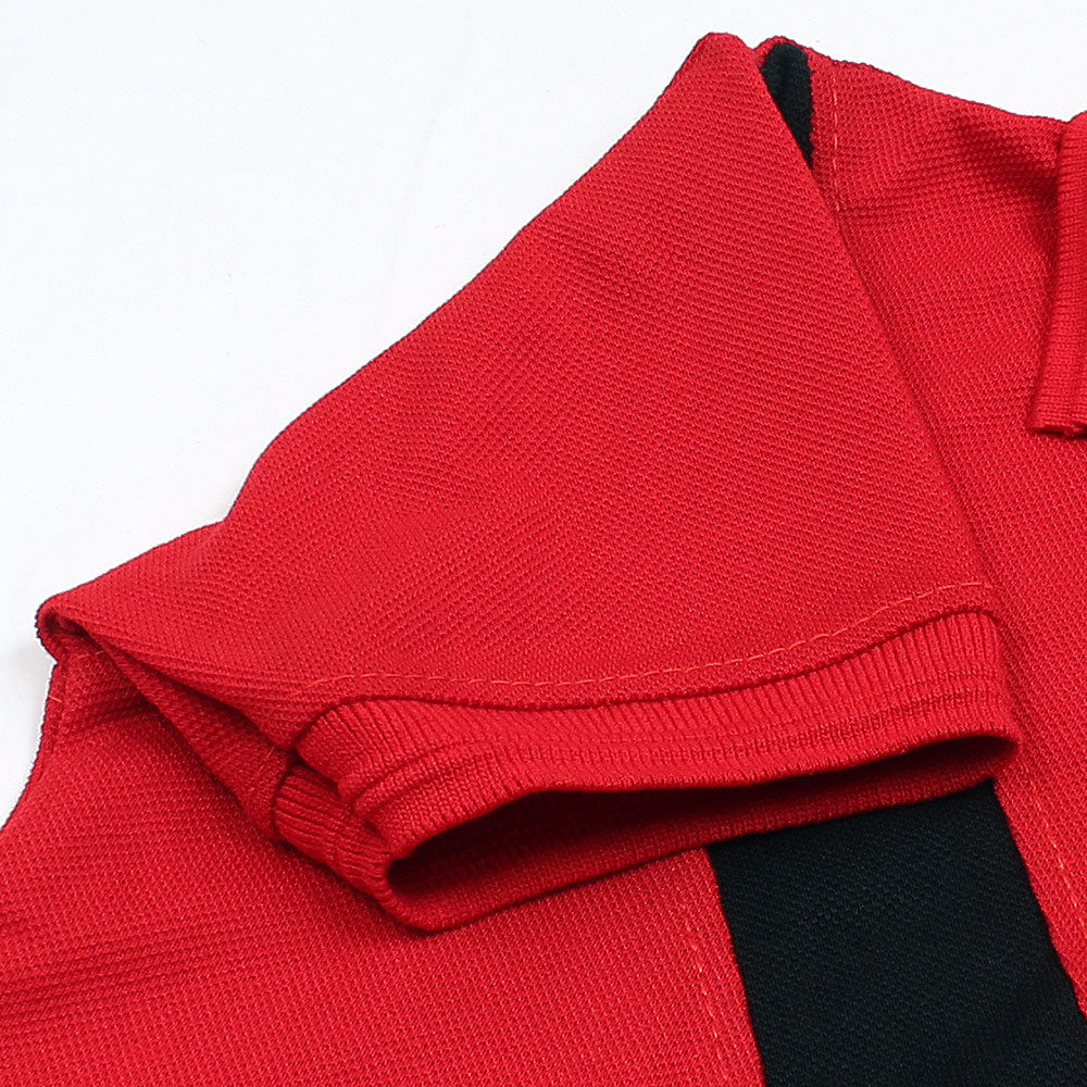 Bright Red Polo with Subtle Red Stripe