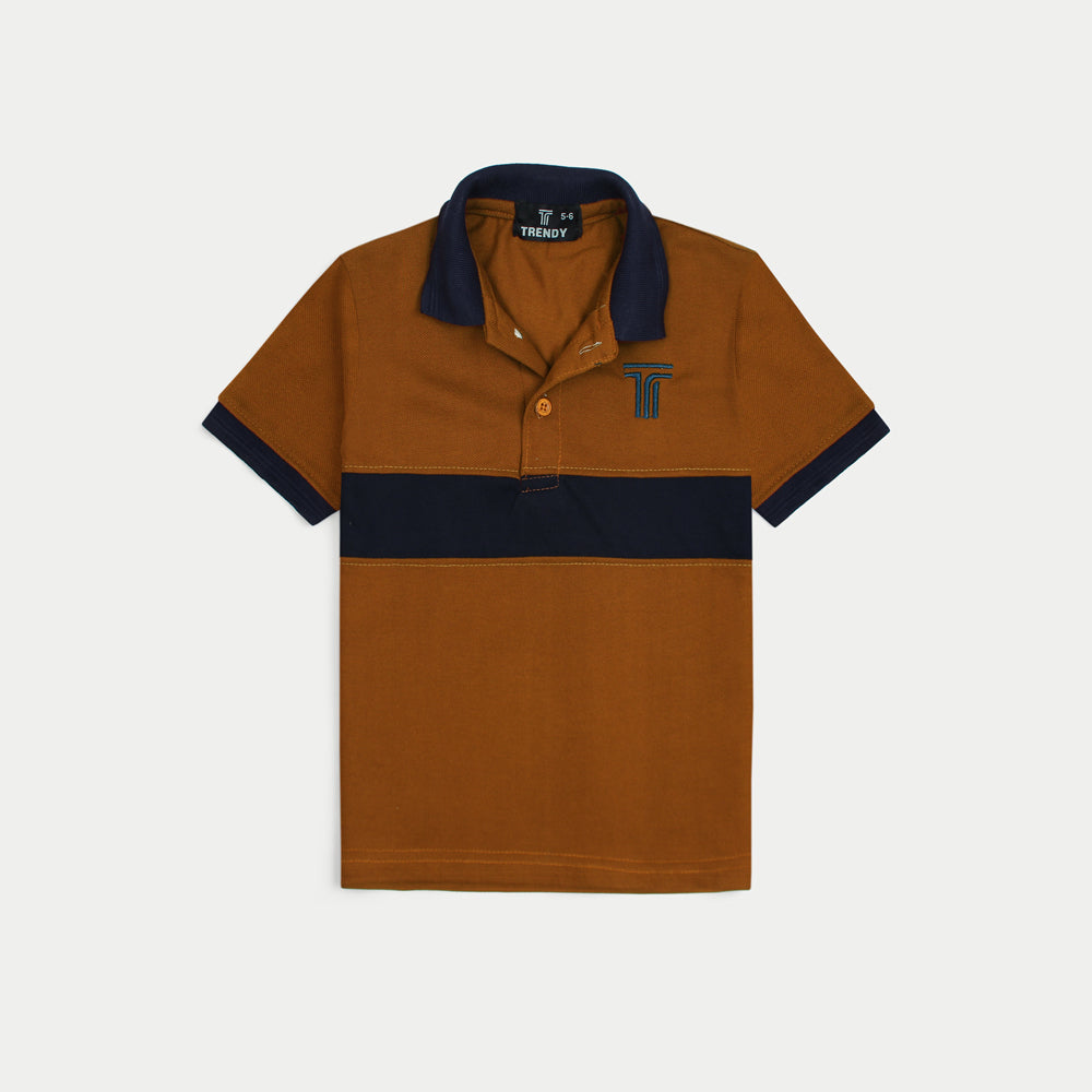 Chestnut Brown Polo with Midnight Blue Accent