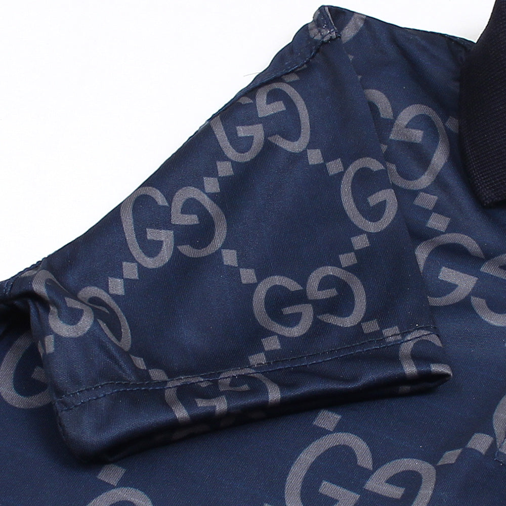 Textured Dark Blue Polo Shirt